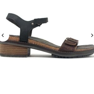 Naot Boho Leather Heeled Sandal, Cork Footbed, Adjustable Straps, Euro38, US 7.5